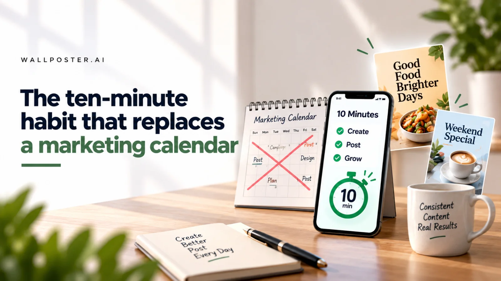 The ten-minute habit that replaces a marketing calendar — cover illustration